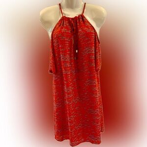 VERONICA M Dress Women’s M 8-10 Red Blue Spring Abstract Print Halter Feminine